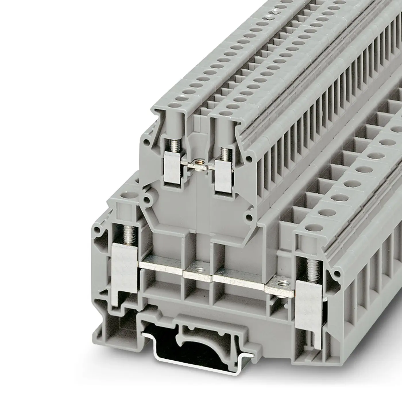 Produktfoto 1 von Phoenix Contact UKKB 10/2.5 Doppelstock Reihenklemmen 2 Grau, 0.2mm², 4 mm², 500V Schraubbefestigung