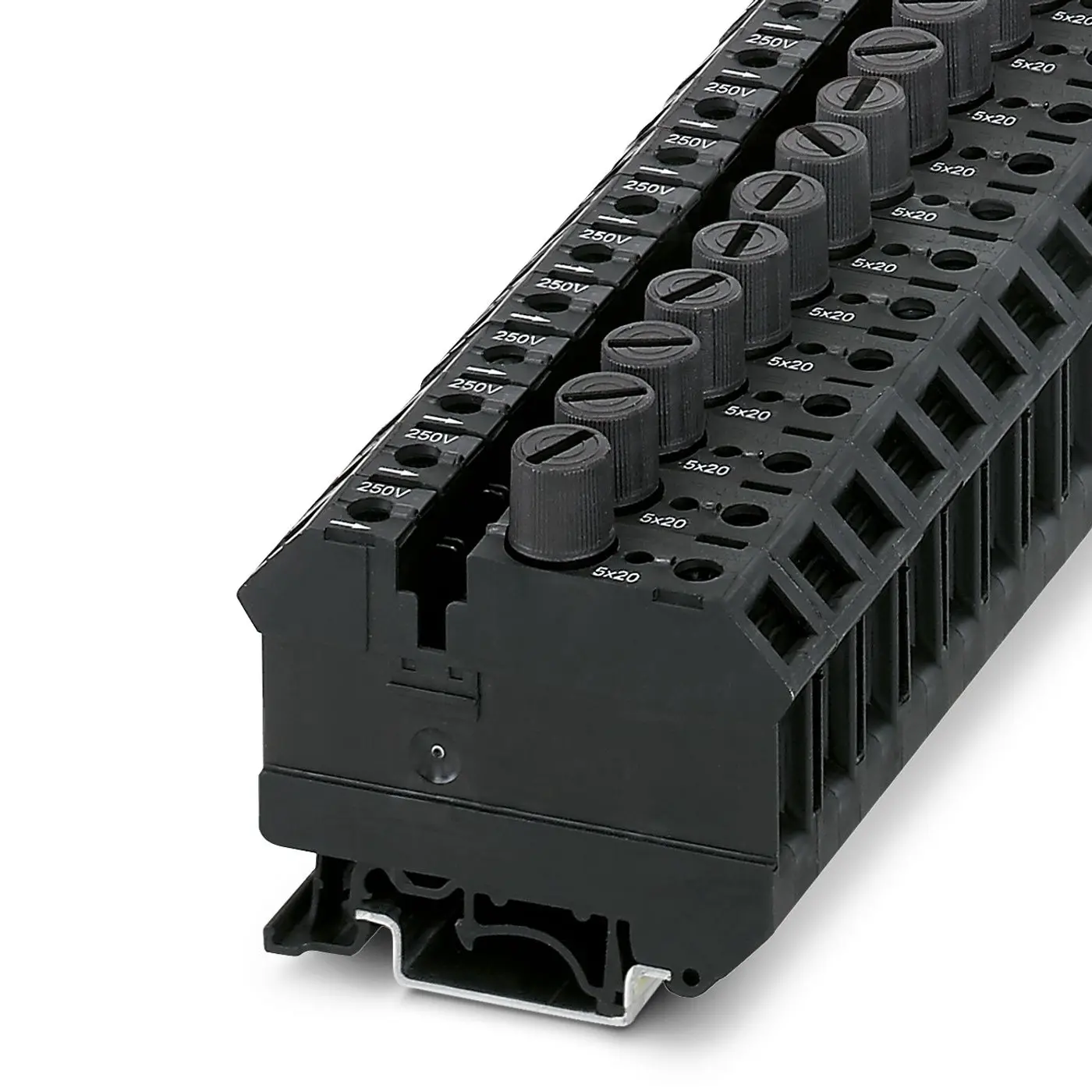 Produktfoto 1 von Phoenix Contact UK 10-DREHSILA 250 (5X20) Reihenklemme mit Sicherungshalter Einfach Schwarz, 800 V / 10A,