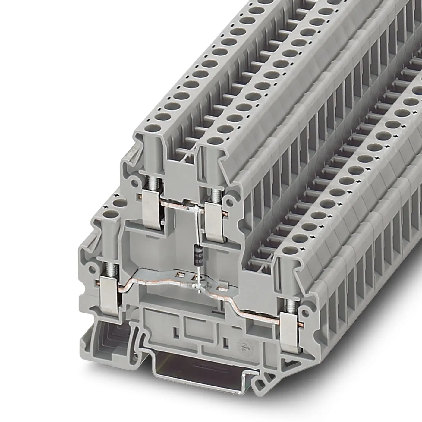 Produktfoto 1 von Phoenix Contact UTTB 2.5-DIO/U-O Anschlussklemmenblock DIN-Schiene 2 Grau, 0.14 to 4 mm², 500 V Schraubbefestigung