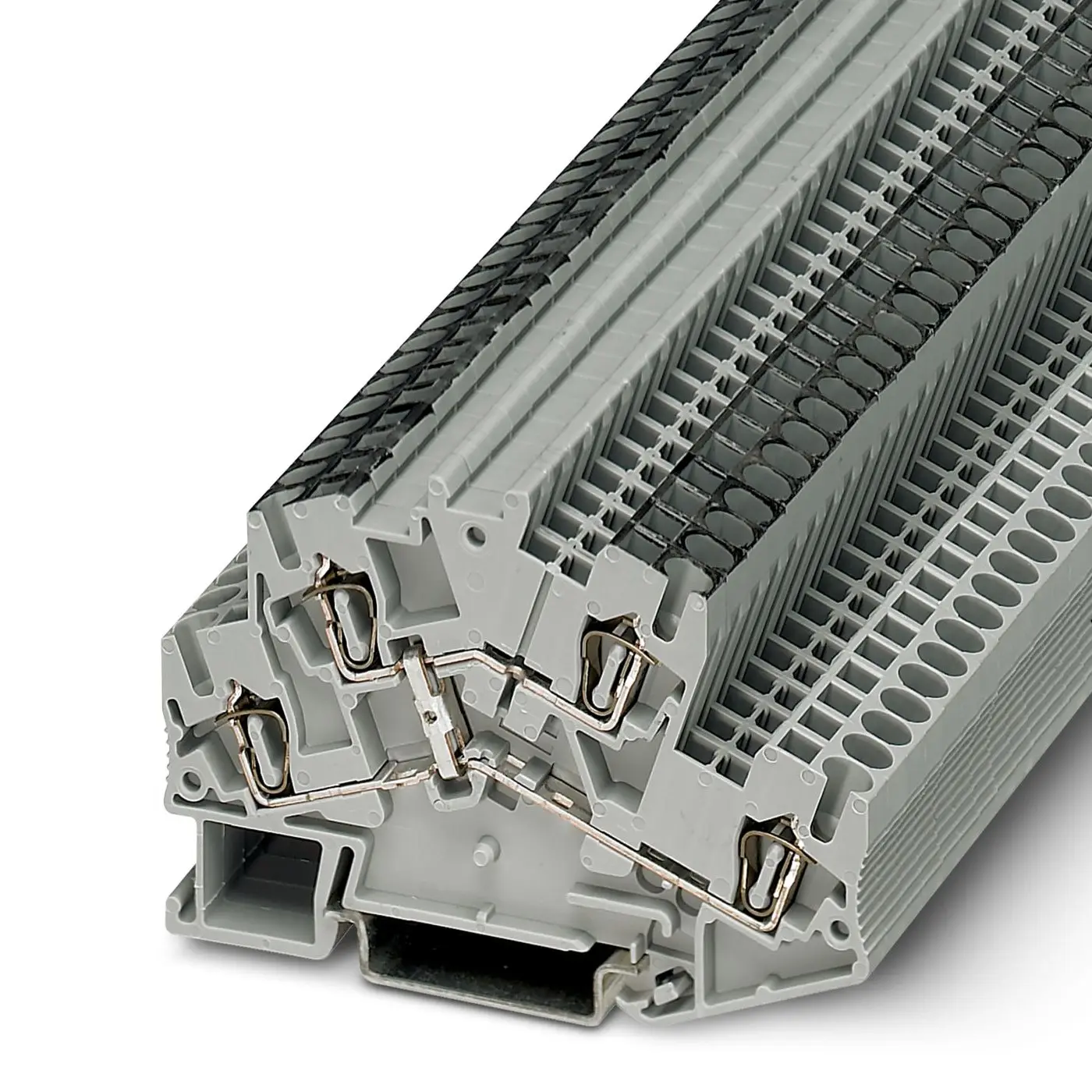 Produktfoto 1 von Phoenix Contact STTBS Clipline Anschlussklemmenblock DIN-Schiene 2 Grau, 0.08mm², 4 mm², 500V ZUGFEDER IECEx PTB 07.0024