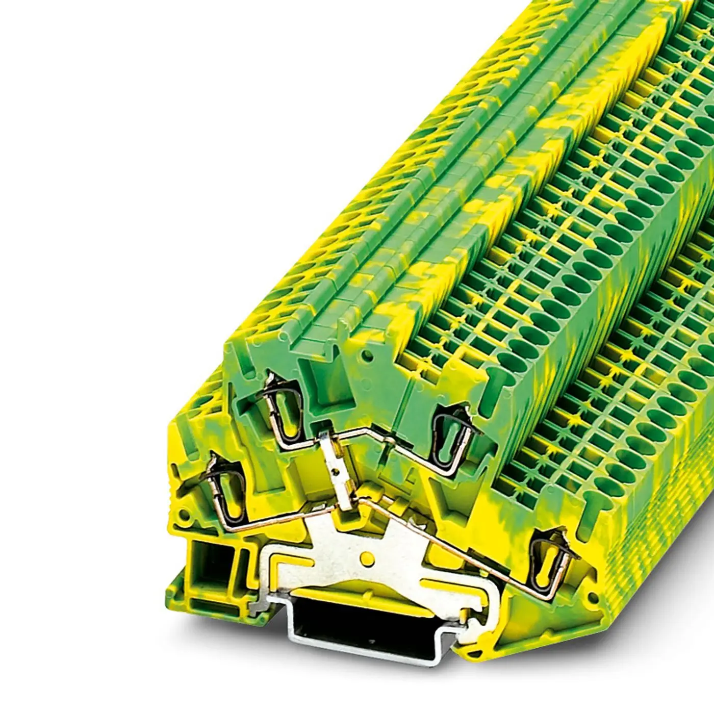 Produktfoto 1 von Phoenix Contact STTBS 2.5-PE Anschlussklemmenblock DIN-Schiene 2 Grün, Gelb, 0.08mm², 4 mm², 6kV ZUGFEDER IECEx PTB