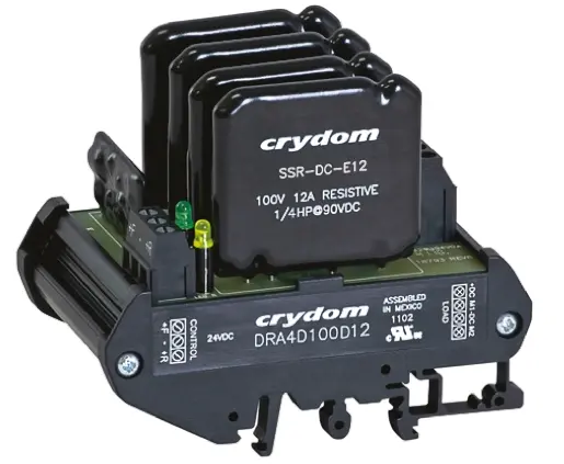 Produktfoto 1 von Sensata Crydom DRA4D Halbleiter-Interfacerelais, 12 A max., DIN-Schienen 15 V dc min. 100 V dc max. / 32 V dc max. DC