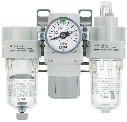 Produktfoto 1 von SMC AC 1/4 in FRL, Manuell 5 μm Nein 1/8 in, 1 Mpa