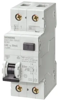 Produktfoto 1 von Siemens SENTRON 5SU1 FI/LS-Schalter (RCBO) 32 A, 1-polig Typ C, Empfindlichkeit 30 mA