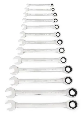 Produktfoto 1 von GearWrench Schraubenschlüsselsatz Gabel‑Ring Ratschenschlüssel Satz Legierungsstahl, 13-teilig 1/4 to 1 in