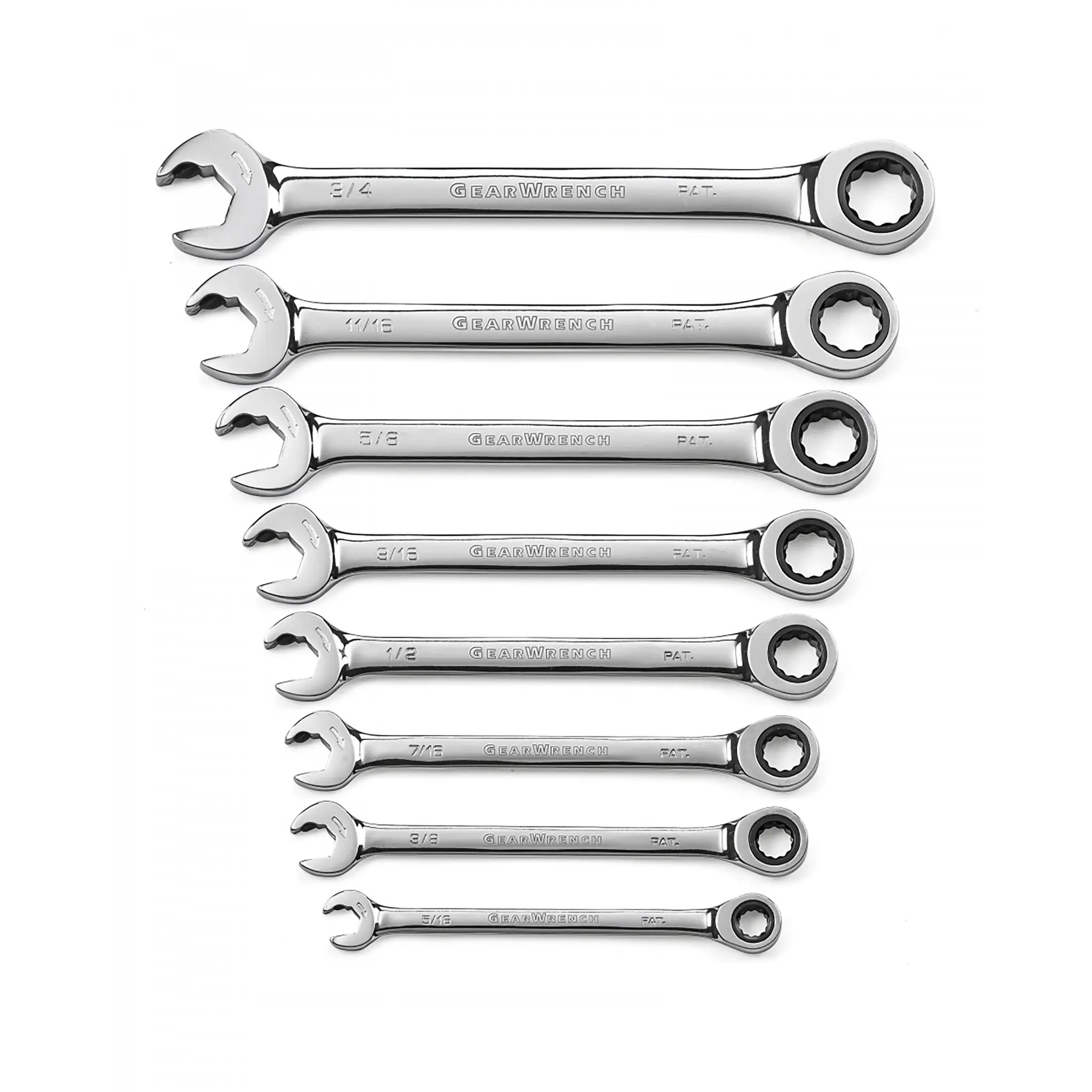 GearWrench Schraubenschlüsselsatz Gabel‑Ring Ratschenschlüssel Satz Legierungsstahl, 8-teilig 5/16 to 3/4 in