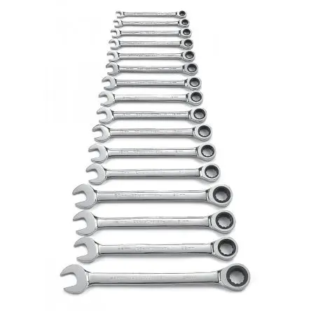 Produktfoto 1 von GearWrench Schraubenschlüsselsatz Gabel‑Ring Ratschenschlüssel Satz Legierungsstahl, 16-teilig 8 to 24 mm