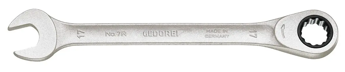 Produktfoto 1 von Gedore Gabel‑Ring Ratschenschlüssel Chrom 24 mm Vanadium Stahl Schließer (NO), Länge 325 mm