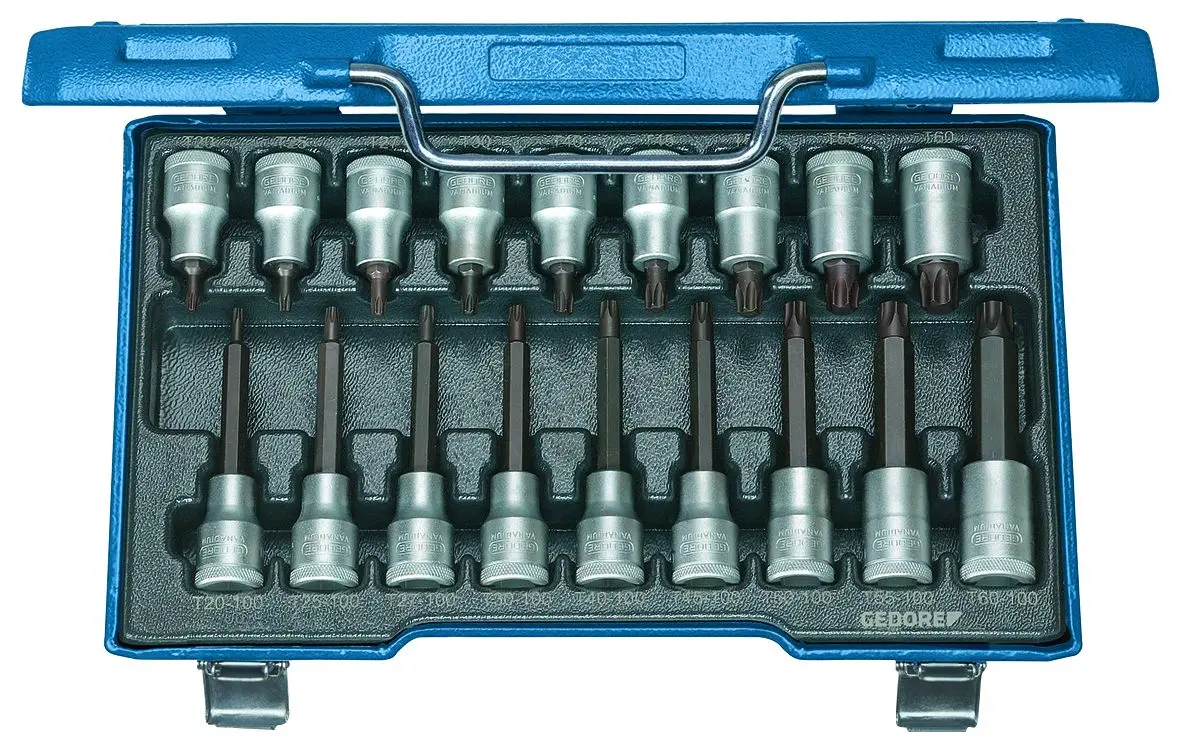 Produktfoto 1 von Gedore Innensechsrund Innensechsrund Bitsatz CrV-Stahl 1/2 in 1/2 in, Länge 320 mm, 18-teilig