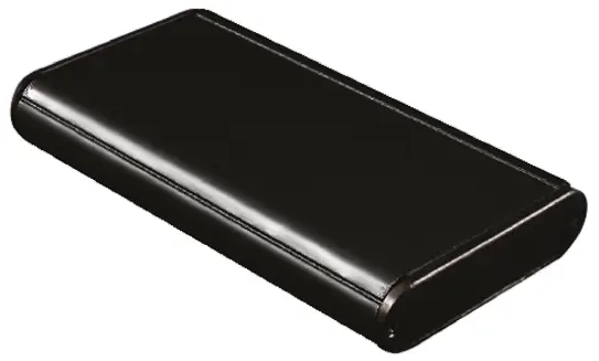 Produktfoto 1 von Hammond 1455; Gehäuse; Aluminium; Schwarz IP54 Breite 72 mm Höhe 19 mm Länge 121 mm