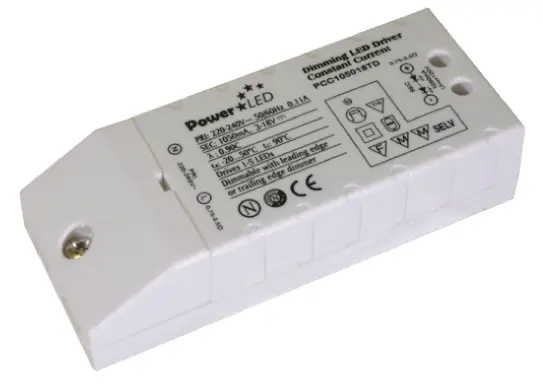 Produktfoto 1 von PowerLED LED-Treiber, 18 W 220/240 V ac LED-Treiber 1050 mA, Ausgang 9/18 V