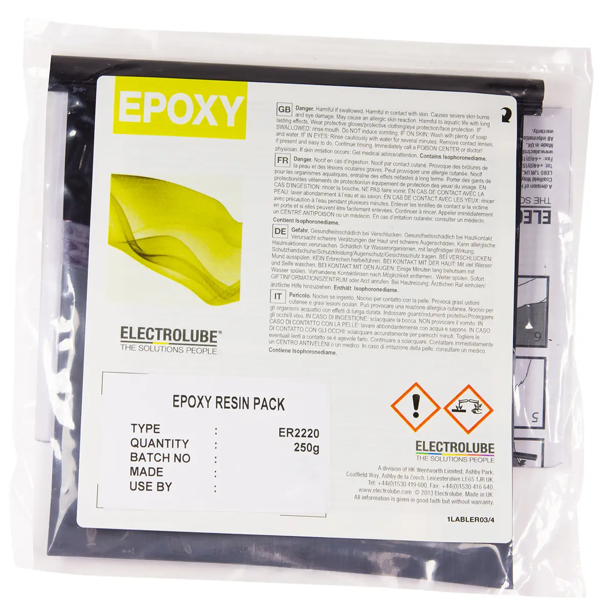 Produktfoto 1 von Electrolube ER2220 Epoxidharz-Kleber Grau, Schwarz, Packung 250 g