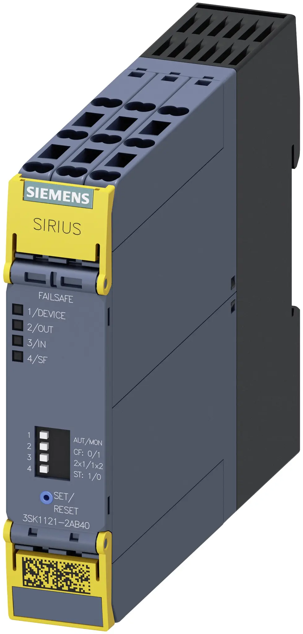 Produktfoto 1 von Siemens 3SK1 Sicherheitsrelais 24V dc 1-Kanal 4 Sicherheitskontakte Sicherheitsüberwachung 4 Hilfsschalter 4 ISO