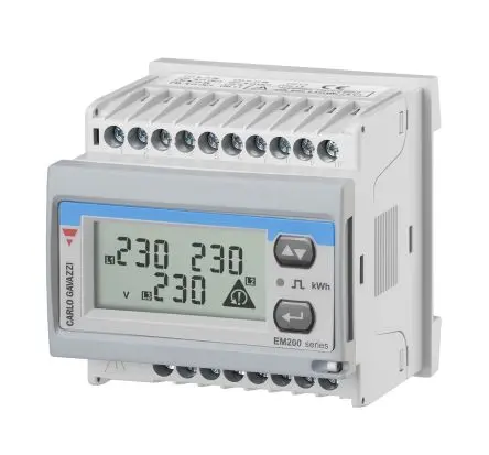 Produktfoto 1 von Carlo Gavazzi EM2172D Energiemessgerät LCD 68 mm x 68 mm 3-phasig, 7-stellig / 3-phasig Impulsausgang
