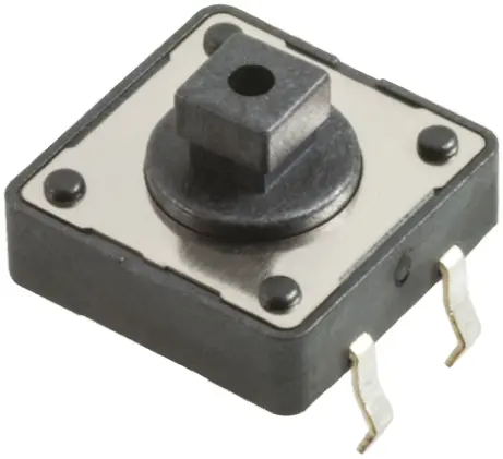 Produktfoto 1 von Würth Elektronik Taster SPST, Lötanschluss 50 mA @ 12 V dc Tastend 3.8mm Knopf Schwarz, 12 x 12.5mm B. 12mm L. 12.5mm