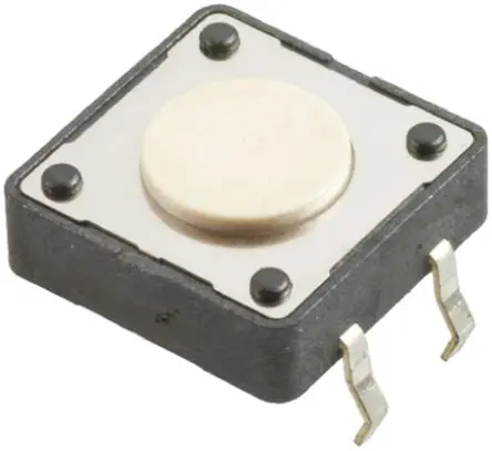 Produktfoto 1 von Wurth Elektronik Taster SPST Taste, Lötanschluss 50mA Tastend 5 mm Weiß Oberfläche B. 12mm L. 12.5 mm