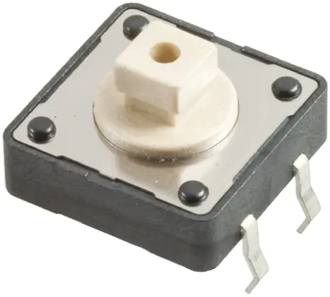 Produktfoto 1 von Würth Elektronik Taster SPST, Lötanschluss 50 mA @ 12 V dc Tastend 3.8mm Knopf Weiß, 12 x 12.5mm B. 12mm L. 12.5mm