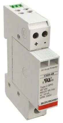Produktfoto 1 von Bourns 1320 Überspannungsableiter 2-poliger Protektor 30 kA 65V dc, DIN-Hutschiene, -40 °C→85 °C