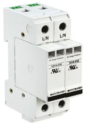 Bourns 1210 Überspannungsableiter 2-poliger Protektor 100 kA 415V ac, DIN-Hutschiene, -50 °C→85 °C