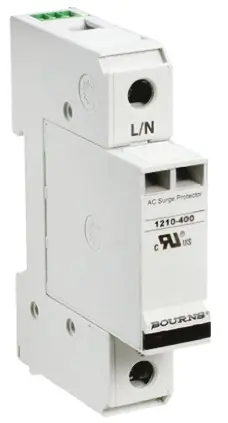 Produktfoto 1 von Bourns 1210 Überspannungsableiter 1-poliger Protektor 100 kA 600V ac, DIN-Hutschiene, -50 °C→85 °C