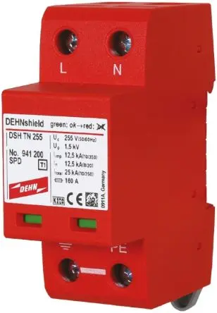 Produktfoto 1 von Dehn DSH Überspannungsschutz Modul Überspannungsableiter 12.5 A 255V ac, DIN-Hutschiene, -40 °C→80 °C