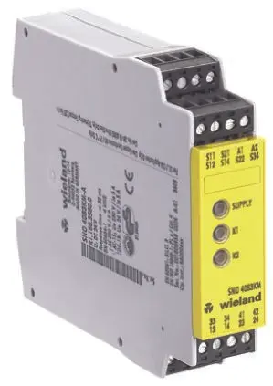 Produktfoto 1 von Wieland SNO 4083 Sicherheitsrelais 115V ac, 230 V ac, 3 Sicherheitskontakte, Manuell EN 50156-1, EN 62061, EN 81-1, EN