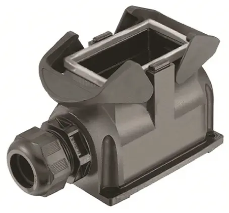 Produktfoto 1 von HARTING Han-Eco Gehäuse für robusten Stromversorgungsstecker 2 Hebel 2, SMD 10B Anbaugehäuse, IP65