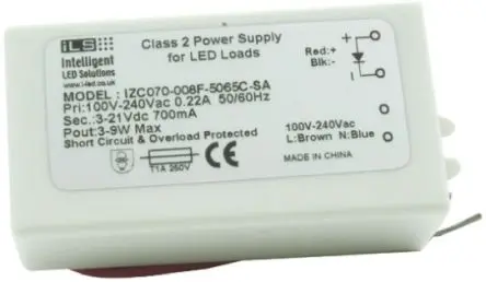 Produktfoto 1 von Intelligent LED Solutions LED-Treiber, 9 W 100V, 240 V LED-Treiber 700mA, Ausgang 12V, 3 V