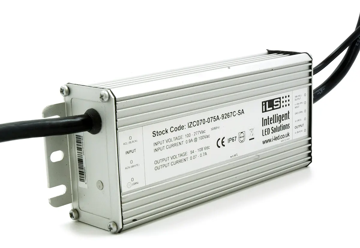 Intelligent LED Solutions LED-Treiber, 75 W 90 → 305 V LED-Treiber 700 mA, Ausgang 108 V 1 bis 10 V,