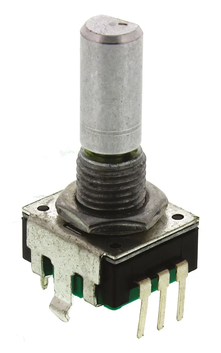 Produktfoto 1 von Bourns Drehgeber 18 Impulse/Umdrehung Impulse/U Inkrementalgeber, mit 6 mm, Flachschaft, Digital Rechteck-Signal,