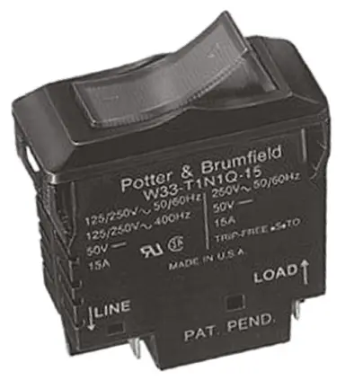 Produktfoto 1 von TE Connectivity W33 Thermischer Überlastschalter / Thermischer Geräteschutzschalter, 2-polig, 10A, 120V, Thermisch