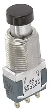 Produktfoto 1 von TE Connectivity Druckschalter Rastend Panel Ø 6.4 mm, 1-poliger Umschalter / 6A 28 V dc