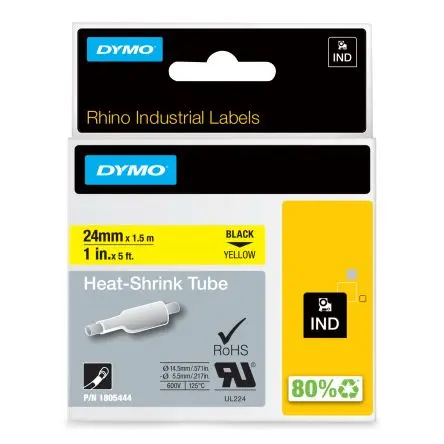 Produktfoto 1 von Dymo Beschriftungsband Schwarz für Rhino 6000 auf Gelb 1 m 24 mm