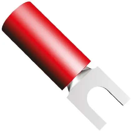Produktfoto 1 von TE Connectivity PIDG Rot Isoliert Gabelkabelschuh B. 5.54mm, M2.5 Nylon 22 AWG 16 AWG