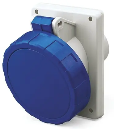 Produktfoto 1 von Scame Optima Stromversorgungssteckverbinder in robuster Ausführung Blau, 230V 2P+PE / 32A, Panel IP66, IP67