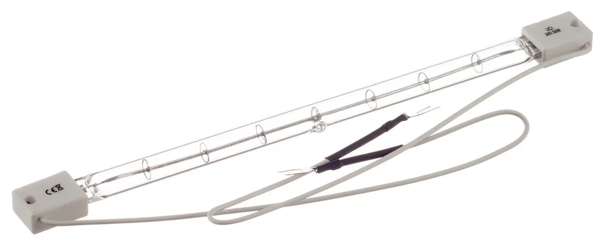 Produktfoto 1 von RS PRO Infrarotlampe, Klar, 500 W, SK15, 230 V, 216 mm lang, 19mm Ø, 8000h Lebensdauer