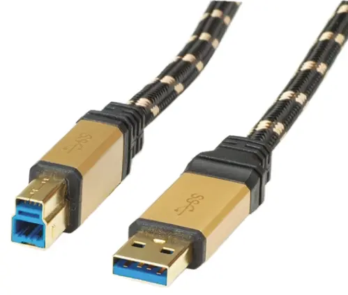 Produktfoto 1 von Roline Stecker USB-Kabel, USB Typ A Stecker / USB-Typ B, 3 m USB 3.0 Gold, Schwarz