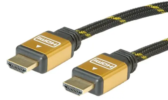 Produktfoto 1 von Roline Gold High-Speed HDMI-Kabel A HDMI Stecker B HDMI Stecker, 2 m, Schwarz, Gold