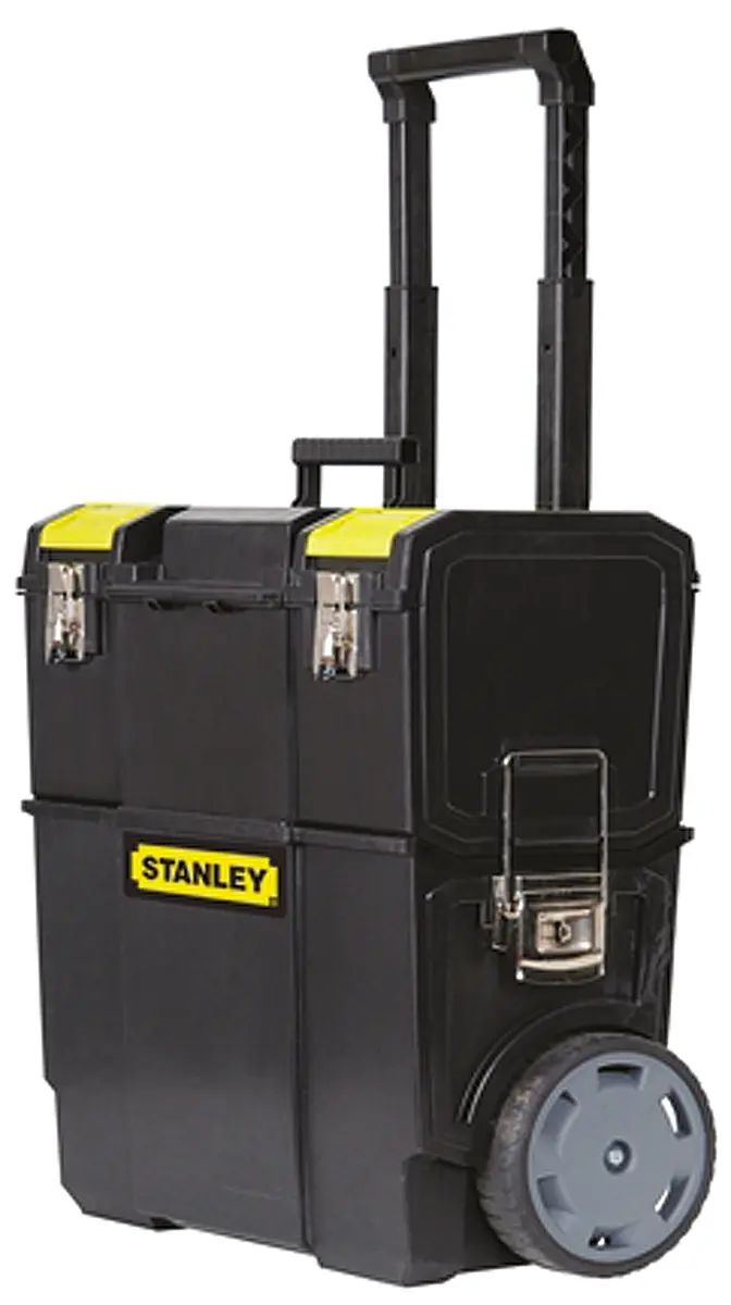 Produktfoto 1 von Stanley Kunststoff Werkzeugbox Gelb, Schwarz, 2 Schubladen, L. 475 mm B. 284 mm H. 475 mm, 3.4 kg mit Rädern,