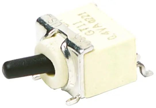 Produktfoto 1 von C & K Oberfläche Kippschalter 1-poliger Umschalter, Rastend, 20 V dc, 20 V ac, 400mA, Lot
