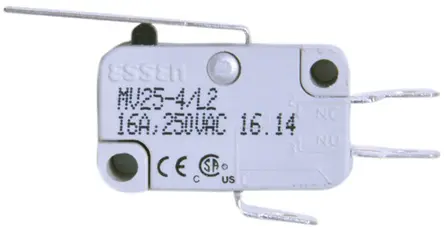 Produktfoto 1 von RS PRO Mikroschalter Langhebel gerade-Betätiger Lot, 1-poliger Wechsler, 250 V ac, 16A 250g -55 °C - 85 °C