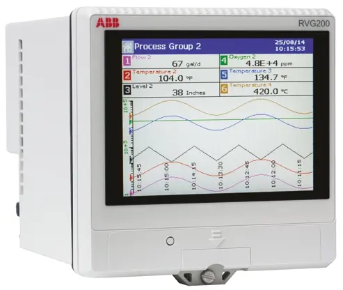 Produktfoto 1 von ABB RVG200 1 Papierlos Kurvenschreiber Widerstand, Widerstands-Temperaturfühler (RTD), Thermoelement