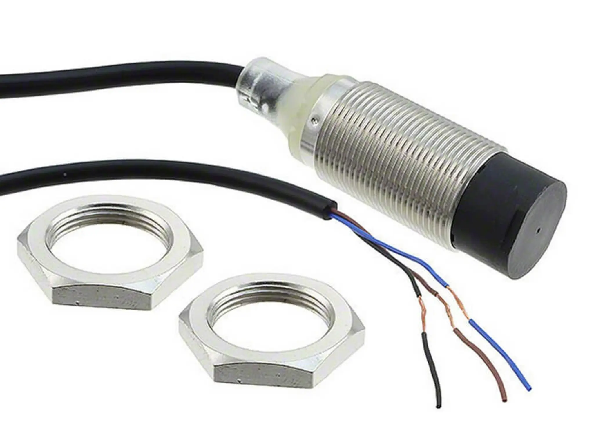 Omron E2B M18 Näherungssensor Induktiv, Gewinderohr 16 mm NPN 12 → 24 V dc / 200 mA NO, IP67