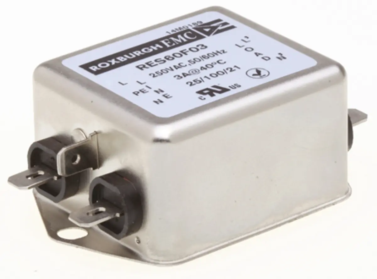 Roxburgh EMC RES60 Entstörfilter, 250V ac, 3 A, Chassismontage, Faston, 1-phasig 0.74 mA / 400 Hz