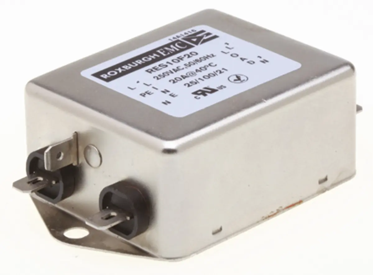 Roxburgh EMC RES10 Entstörfilter, 250V ac, 20 A, Chassismontage, Faston, 1-phasig 0.74 mA / 400 Hz