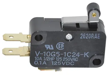 Produktfoto 1 von Omron Mikroschalter Kurzer Rollenhebelbetätiger-Betätiger Schnellverbindung, 1-poliger Wechsler, 250 V ac, 10A IP40 100g