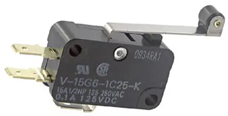 Produktfoto 1 von Omron Mikroschalter Scharnierrollenhebel-Betätiger Schnellverbindung, 1-poliger Wechsler, 250 V ac, 15A IP40 200g -25 °C