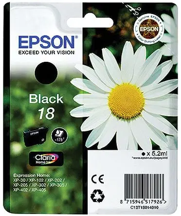 Produktfoto 1 von Epson 18 Tintenpatrone für XP-402, XP-30, XP-102, XP-302, XP-202, XP-305, XP-205, XP-405 Schwarz Seitenertrag 470