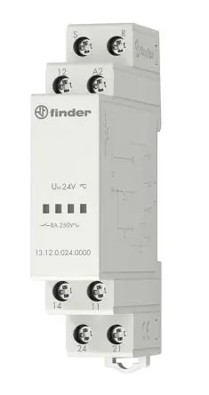 Produktfoto 1 von Finder 13 Leistungsrelais 12V ac/dc Spule 1-poliger Umschalter DIN-Hutschiene 8A 2.5 W