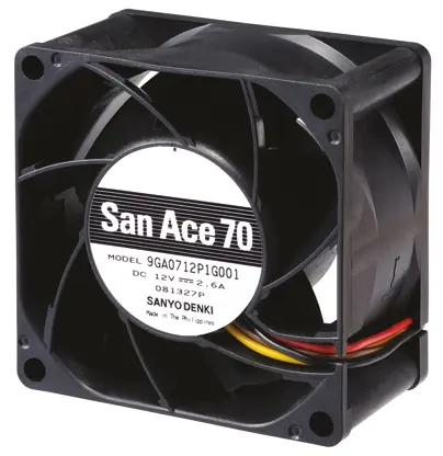 Produktfoto 1 von Sanyo Denki San Ace 9GA DC-Axiallüfter, Kugellager, 12 V dc / 13.2W, 70 x 70 x 38mm, 12000U/min, 115m³/h